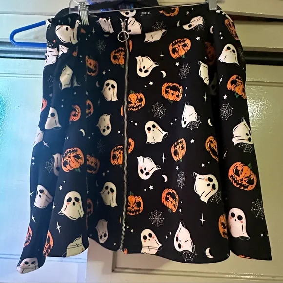 Hot topic pumpkin ghost and web zipper skirt brand new size 3X - Picture 4 of 6